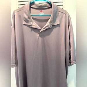 gray men’s button polo